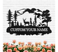 Custom Deer Metal Cabin Sign, Rustic Deer Wall Decor, Last Name Signs for Home, Personalized Outdoor Metal, Wall Art, Hunting Decor, Hunter Gifts, Mountain Cabin Decor, Porch Art