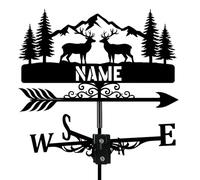 Custom Deer Metal Weather Vane Personalized Name Weathervane Wind Direction Indicator Outdoor Decor for Farmhouse Yard Cabin Patio Cupolas, Housewarming Gifts