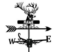 Custom Deer Metal Weather Vane Personalized Name Weathervane Wind Direction Indicator Outdoor Decor for Farmhouse Yard Cabin Patio Cupolas, Housewarming Gifts