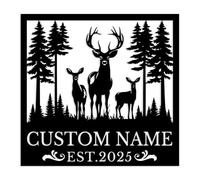 Custom Deer Name Sign, Personalized Deer Head Metal Wall Art, Home Deer Hunter Surname Sign, Customize Your Name Sign, Personalized Home Metal Sign Plaque (Style-8)