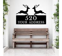 Custom Deer & Pine Address Plaque - Personalized Metal Door Numbers, Rustic Lake House Sign, Natural Tree Pattern, Cabin Entry Decor, Lakeside Residential Marker (Style-2)