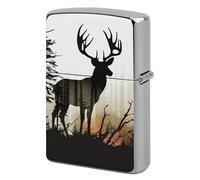 Custom Deer Silhouette Lighter Case Personalized Metal Lighter Cover Holder Reusable Shockproof Protective Lighters Without Insert Gift for Men Women Dad Husband
