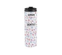 Custom Dentist Travel Mug - Personalised Gifts for Dentists - Reusable Stainless Steel Vacuum-Sealed Double-Walled Hot/Cold Drinks Flask 500ml (16 fl oz)