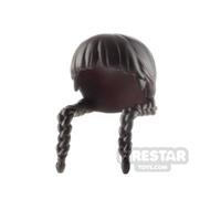 Custom Design Hair Parted Fringe with Pigtails DARK BROWN