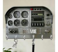 Custom Designed Aircraft Cockpit Themed Wall Hooks for Pilot Women Men Family Friend Personalized Name Wooden 2D Flat Print Aircraft Cockpit Key Holder Pilot Coat Rack Hanger for Bedroom Living Room