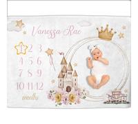 Custom-designed blanket featuring monthly milestones for babies, baby blanket with monthly details, the perfect personalised gifts for a new baby,50X60-baby3