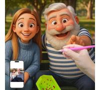 Custom Diamond Art Kit with Cartoon Style, 5D Personalized DIY Painting for Adults, Home Decor Gift(9.8x9.8inch/25x25cm)