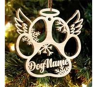 Custom Different Name Ornament, Cartoon Cat Dog Pawprint with Name Wooden Ornaments for Xmas Tree, Wooden Tags (XF5,1 Pcs)