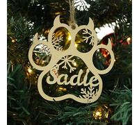 Custom Different Name Ornament, Cartoon Cat Dog Pawprint with Name Wooden Ornaments for Xmas Tree, Wooden Tags (XF4,1 Pcs)