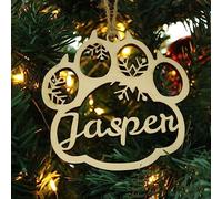 Custom Different Name Ornament, Cartoon Cat Dog Pawprint with Name Wooden Ornaments for Xmas Tree, Wooden Tags (XF12,1 Pcs)