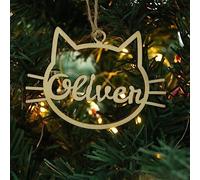 Custom Different Name Ornament, Cartoon Cat Dog Pawprint with Name Wooden Ornaments for Xmas Tree, Wooden Tags (XF2,1 Pcs)