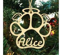 Custom Different Name Ornament, Cartoon Cat Dog Pawprint with Name Wooden Ornaments for Xmas Tree, Wooden Tags (XF10,1 Pcs)