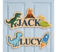 Custom Dinosaur Wooden Name Sign - Personalized 2D Wall Decor for Kids Room, Nursery, Bedroom - Unique Baby Shower, Birthday Gift for Boys & Girls
