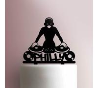 Custom DJ Girl- Acrylic Cake Topper 6 Inch Width/Black
