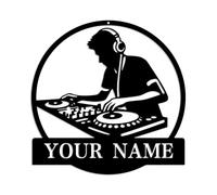 Custom DJ Metal Sign,Custom DJ Record Turntablist Music Metal Wall Art,Personalized Music Headphone Wall Decor,Custom DJ Disc Jockey Headphones Metal Sign,Music DeeJay Metal Wall Art (DJ-B)