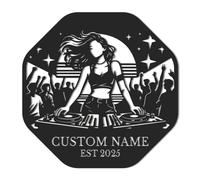 Custom DJ Metal Sign,Custom DJ Record Turntablist Music Metal Wall Art, Personalized Music Headphone Wall Decor,Personalized Disc Jockey Headphones Sign, DeeJay Black Wall Art (Style-4)