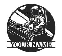 Custom DJ Metal Sign,Custom DJ Record Turntablist Music Metal Wall Art, Personalized Music Headphone Wall Decor,Personalized Disc Jockey Headphones Sign, DeeJay Black Wall Art (Style-3)