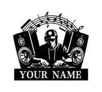 Custom DJ Metal Sign - Personalized Turntablist Record Wall Art With Headphones - Disc Jockey Wall Decor (DJ-C)