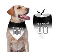 Custom Dog Bandana with Name and Number, Personalized Pet Scarf for Small Medium Large Dogs and Cats, Customised Triangle Bibs Kerchief, DIY Gifts for Pet (Black)