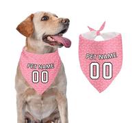 Custom Dog Bandana with Name and Number, Personalized Pet Scarf for Small Medium Large Dogs and Cats, Customised Triangle Bibs Kerchief, DIY Gifts for Pet (Pink)