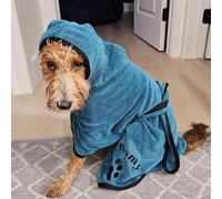 Custom Dog Bathrobe,Personalized Paw Print Bath Towel with Embroidered Name,Personalized Pet Hooded Bath Towel,Custom Gifts,Embroidered Dog Robe (S)