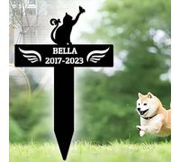 Custom Dog Cat Memorial Garden Stake, Personalized Pet Memorial Grave Marker, Metal Pet Memorial Stake Dog Cat Memorial Sign, Customized Pet Plaque Burial Stake for Garden Yard Decor