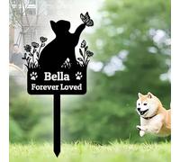 Custom Dog Cat Memorial Garden Stake, Personalized Pet Memorial Grave Marker, Metal Pet Memorial Stake Dog Cat Memorial Sign, Customized Pet Plaque Burial Stake for Garden Yard Decor