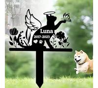 Custom Dog Cat Memorial Garden Stake, Personalized Pet Memorial Grave Marker, Metal Pet Memorial Stake Dog Cat Memorial Sign, Customized Pet Plaque Burial Stake for Garden Yard Decor
