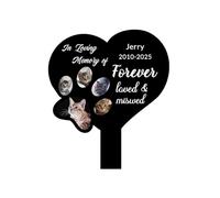 Custom Dog Cat Metal Memorial Grave Markers Sign Garden Stake Outdoor, Sympathy Cemetery Remembrance Gifts For Loss Of Pet Burial Marker Tombstone Headstone With Picture Name Yard Plaques (Style 7)