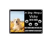 Custom Dog Cat Metal Memorial Grave Markers Sign Garden Stake Outdoor, Sympathy Cemetery Remembrance Gifts For Loss Of Pet Burial Marker Tombstone Headstone With Picture Name Yard Plaques (Style 1)