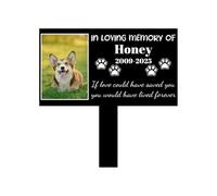 Custom Dog Cat Metal Memorial Grave Markers Sign Garden Stake Outdoor, Sympathy Cemetery Remembrance Gifts For Loss Of Pet Burial Marker Tombstone Headstone With Picture Name Yard Plaques (Style 6)