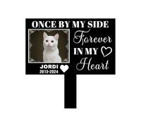 Custom Dog Cat Metal Memorial Grave Markers Sign Garden Stake Outdoor, Sympathy Cemetery Remembrance Gifts For Loss Of Pet Burial Marker Tombstone Headstone With Picture Name Yard Plaques (Style 8)