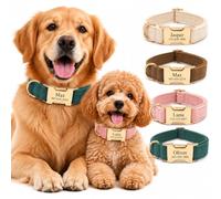Custom Dog Collar with Custom Engraved Name & Phone Number | Adjustable Personalized Velvet Dog Collar with Durable Metal Buckle & Non-Breakaway Design