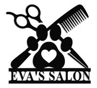 Custom Dog Grooming Metal Sign, Personalized Pet Salon Wall Decor, Groomer Name Plaque for Shop, Studio or Home, Metal Pet Barber Shop Decoration, 8-24 Inches (Style E)