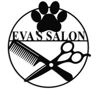 Custom Dog Grooming Metal Sign, Personalized Pet Salon Wall Decor, Groomer Name Plaque for Shop, Studio or Home, Metal Pet Barber Shop Decoration, 8-24 Inches (Style B)