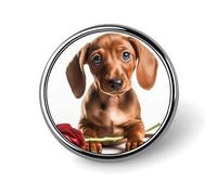 Custom Dog Holding A Rose Lapel Pin Aluminum Alloy Button Badge Personalized Exquisite Brooch Classic Mini Pin 1 Inch for Backpacks Hat Suit Jacket Clothing Decoration