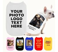 Custom Dog Shirt Personalised Dog T-Shirt with Name Text or Logo Image Print Customized Breathable Clothes for Small Medium Large Dogs