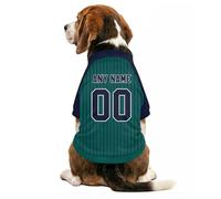 Custom Dog Sport Jersey Shirt with Personalised Name Number Logo for Small Medium Large Dogs Pet's Stripped Print Lightweight Breathable Short Sleeve Clothes Shirt for Pub, Garden,Walkies