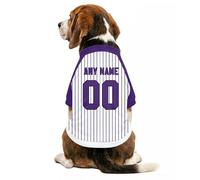 Custom Dog Sport Jersey Shirt with Personalised Name Number Logo for Small Medium Large Dogs Pet's Stripped Print Lightweight Breathable Short Sleeve Clothes Shirt for Pub, Garden,Walkies