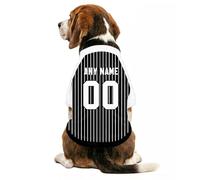 Custom Dog Sport Jersey Shirt with Personalised Name Number Logo for Small Medium Large Dogs Pet's Stripped Print Lightweight Breathable Short Sleeve Clothes Shirt for Pub, Garden,Walkies