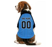 Custom Dog Sport Jersey Shirt with Personalised Name Number Logo for Small Medium Large Dogs Pet's Stripped Print Lightweight Breathable Short Sleeve Clothes Shirt for Pub, Garden,Walkies