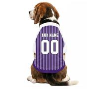 Custom Dog Sport Jersey Shirt with Personalised Name Number Logo for Small Medium Large Dogs Pet's Stripped Print Lightweight Breathable Short Sleeve Clothes Shirt for Pub, Garden,Walkies