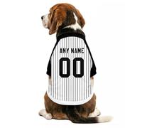 Custom Dog Sport Jersey Shirt with Personalised Name Number Logo for Small Medium Large Dogs Pet's Stripped Print Lightweight Breathable Short Sleeve Clothes Shirt for Pub, Garden,Walkies