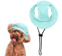 Custom Dog Sun Hat,Personalised Adjustable Ear Pet Hats With Embroidered Name, Round Brim Pets Visor Cap Pet Fisherman Hats for Small Dogs Cat Outdoor Sport (Green, S)