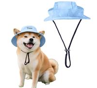 Custom Dog Sun Hat,Personalised Adjustable Ear Pet Hats With Embroidered Name, Round Brim Pets Visor Cap Pet Fisherman Hats for Small Dogs Cat Outdoor Sport (Blue, S)