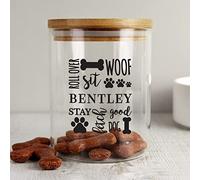 Custom Dog Treats Glass Jar with Bamboo Lid - For Pets & Pet Lovers
