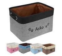 Custom Dogs Toy Storage Baskets, Personalised Name Pet Storage Bin,Foldable Dog Food Storage Box with Handle for Organizing Dog Cat Clothes,Shoes,Pet Accessories (B)