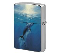 Custom Dolphin in The Ocean Lighter Case Personalized Metal Lighter Cover Holder Reusable Shockproof Protective Lighters Without Insert Gift for Men Women Dad Husband