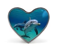 Custom Dolphins Underwater Lapel Pin Aluminum Alloy Button Badge Personalized Heart Exquisite Brooch Classic Mini Pin for Backpacks Hat Suit Jacket Decoration