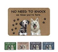 Custom Door Mat Personalised Dog Welcome Doormat Front Door Mat - No Need to Knock - We Know You are Here - Housewarming Gift Customised Outdoor Welcome Mat Rug Home Decor Dog Doormats